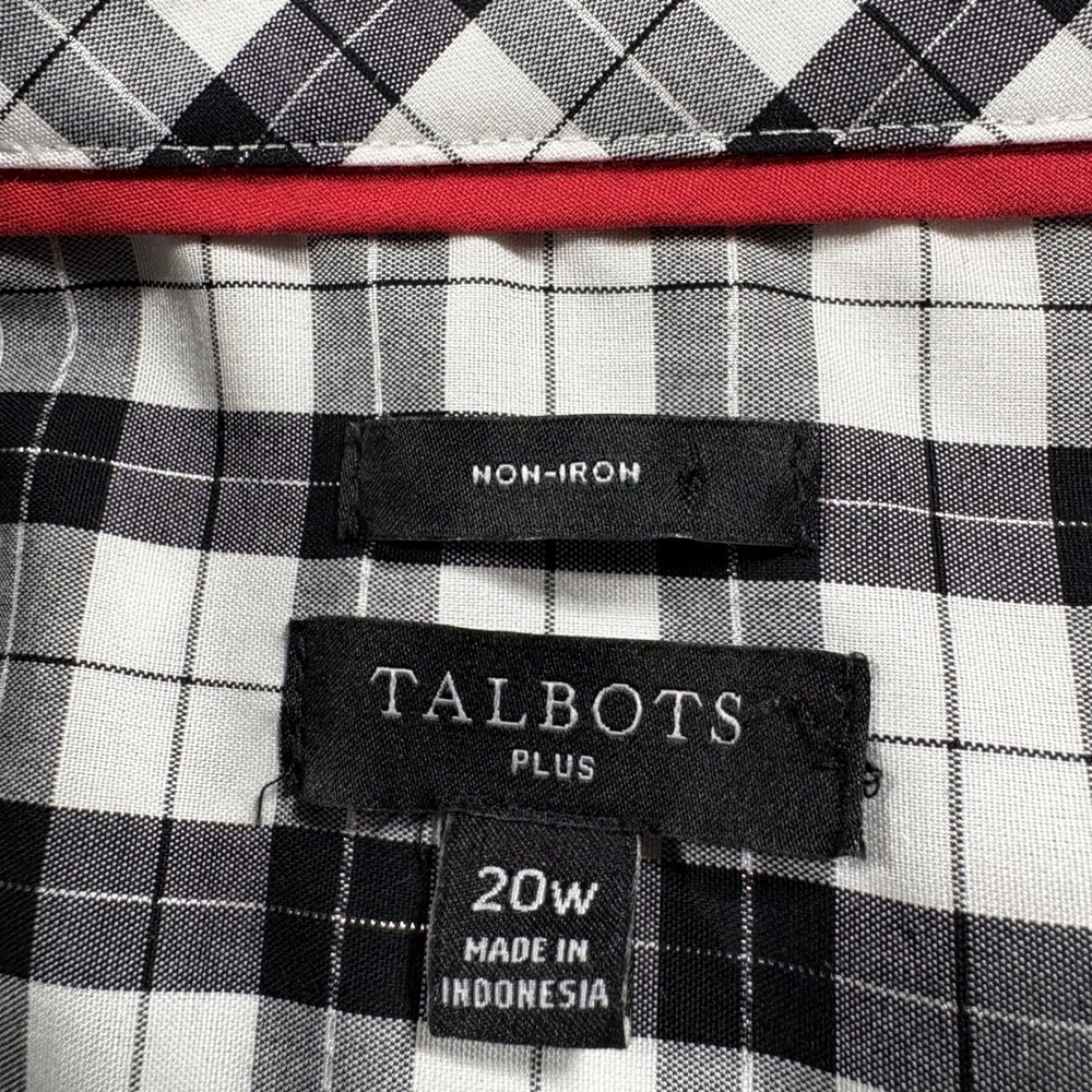 TALBOTS 20W‎ NON-IRON PERFECT SHIRT PLAZA PLAID BLACK WHITE COTTON - Picture 14 of 15